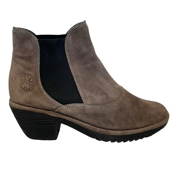 Fly London | Brown Suede Wote Mid Heel Pull On Ankle Boot 10 41 - Picture 1 of 12